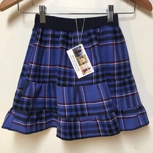 Skirt Flannel Girls 3 Midi‎ Blue Plaid Ruffle Tiered Cotton Mom and Pop's Kids